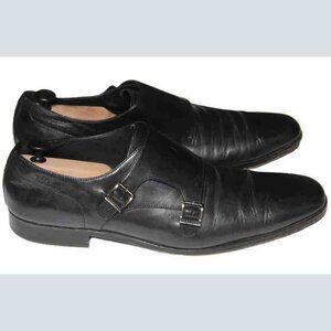 Hugo Boss Black Leather Double Monk Strap Dress Shoes Men's Size 12D